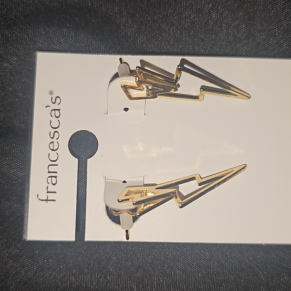 Gold lightening bolt earrings